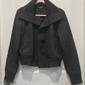 White Rivet Gray Jacket with Pink Collar